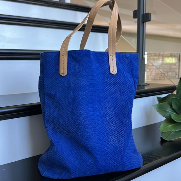 Kelsi Dagger Genuine Leather Royal Blue Tote Bag shoulder purse soft luxurious - Picture 3 of 10